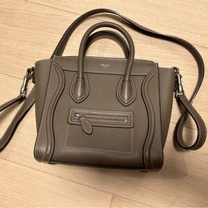 Celine Luggage Bag Nano Calfskin Souris Grey